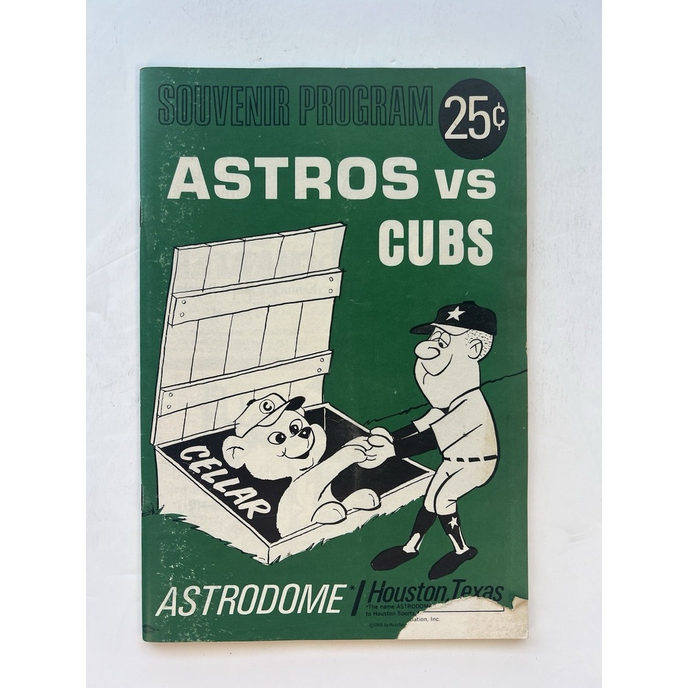 Vintage Houston Astros Baseball Game Program Vs Cubs -‎ UnScored - 1966